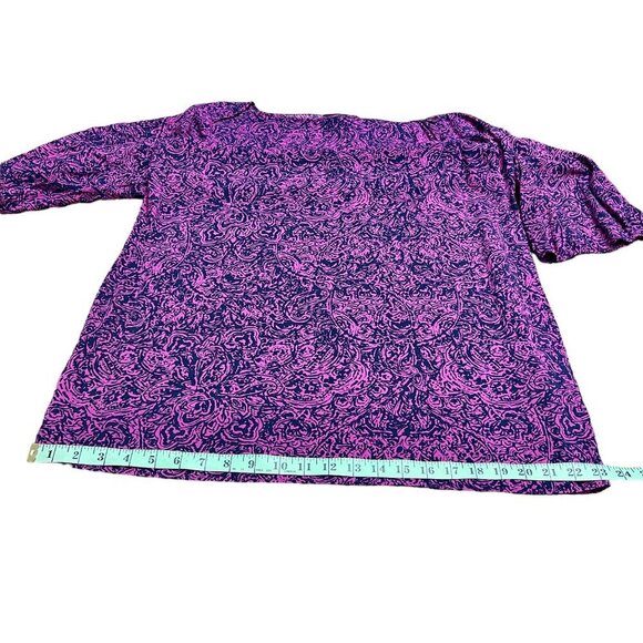 Banana Republic Women's Purple and Black Paisley & Floral Print Dress - Size L - Picture 10 of 13